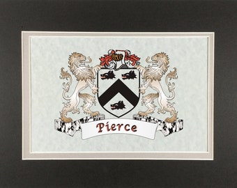 Pierce Irish Coat of Arms Print - Frameable 9" x 12"