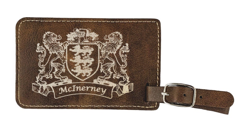 Rustic Brown McInerney Irish Coat of Arms Leather Flask