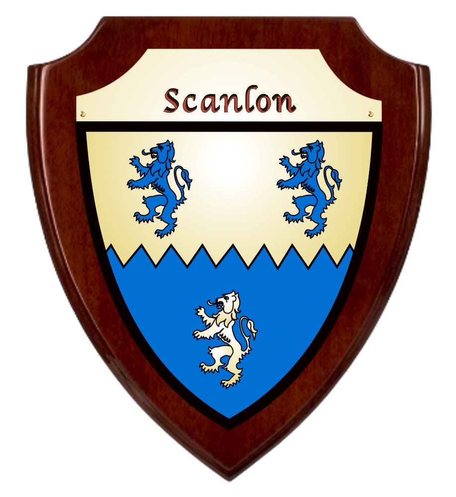 Scanlon Irish Coat Of Arms Shield Plaque Rosewood Finish Etsy