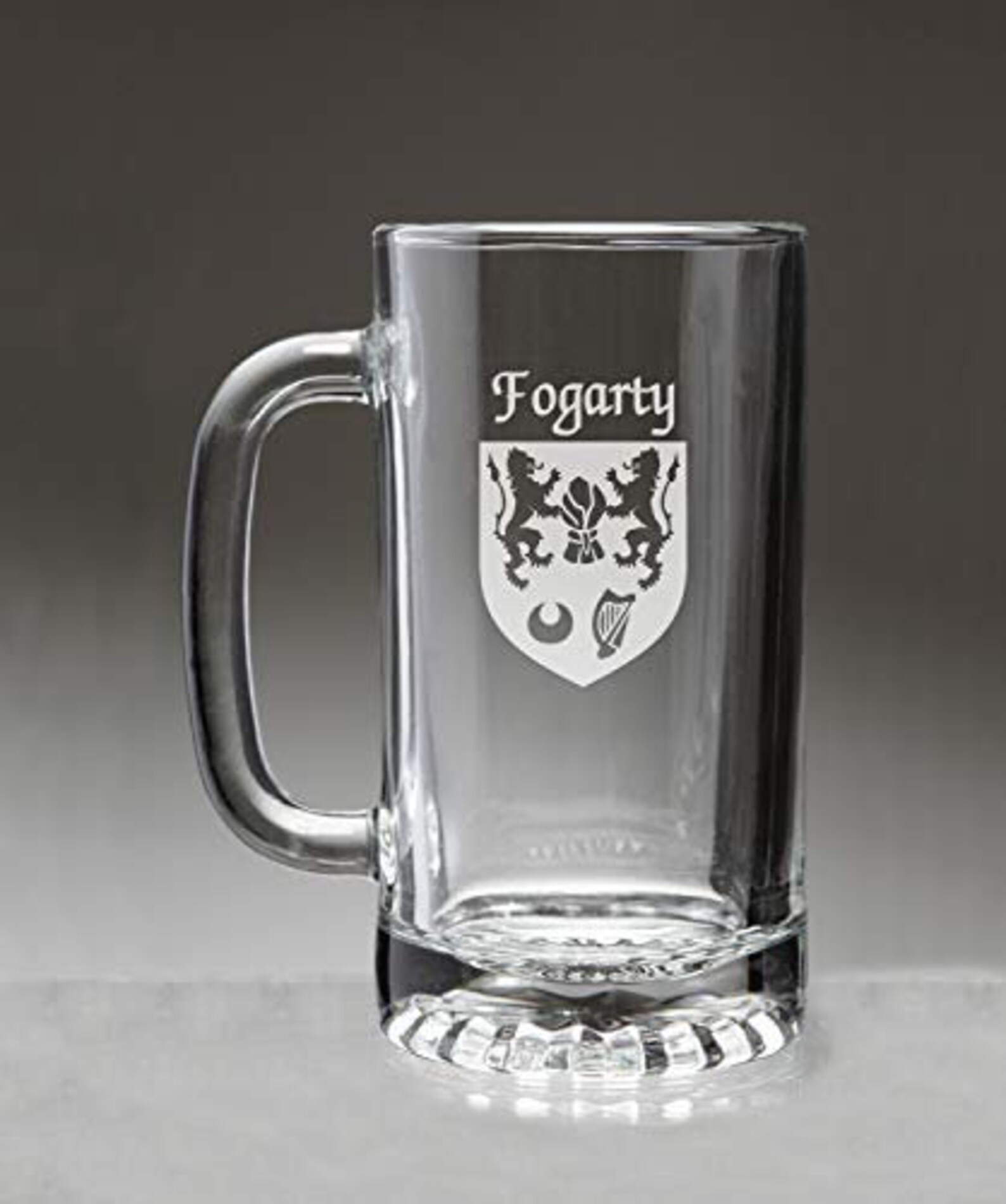 Fogarty Irish Coat of Arms Glass Beer Mug sand Etched Etsy