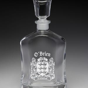 O'Brien Irish Coat of Arms Whiskey Decanter (Sand Etched)