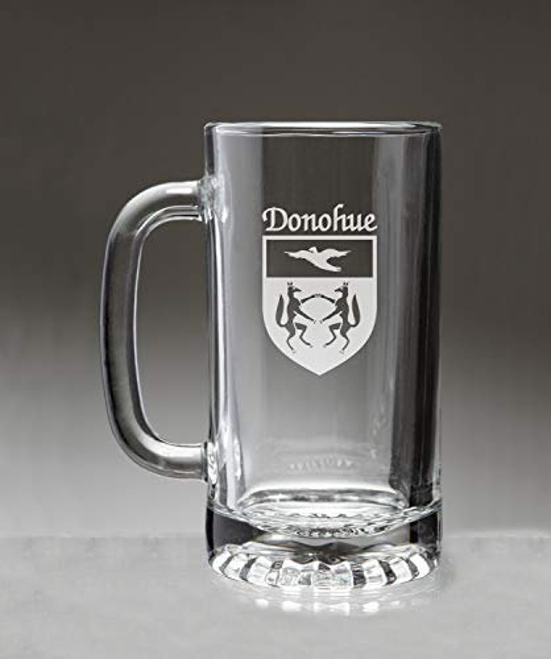 Donohue Irish Coat of Arms Glass Beer Mug sand Etched Etsy