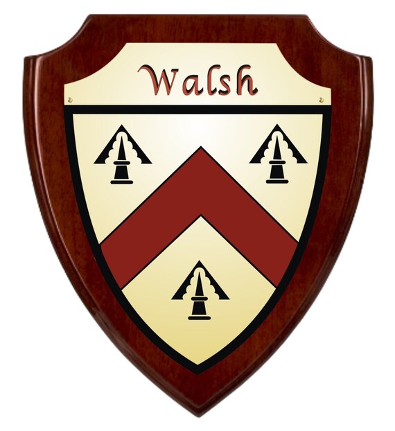Walsh Irish Coat Of Arms Shield Plaque Rosewood Finish Etsy