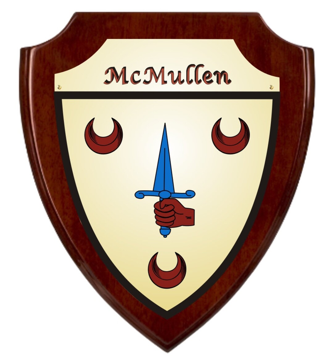 Mcmullen Irish Coat of Arms Shield Plaque Rosewood Finish Etsy