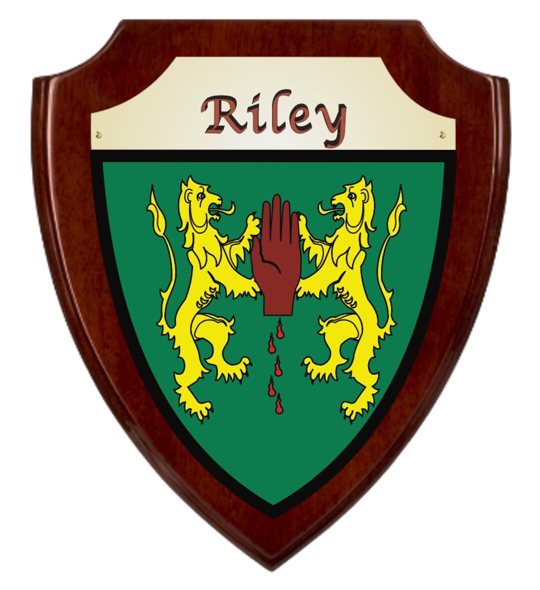 Riley Irish Coat of Arms Shield Plaque Rosewood Finish Etsy
