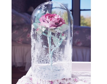 Shabby Chic Rose, Metal Rose in Glass Dome, Forever Rose, Shabby Chic Couture,