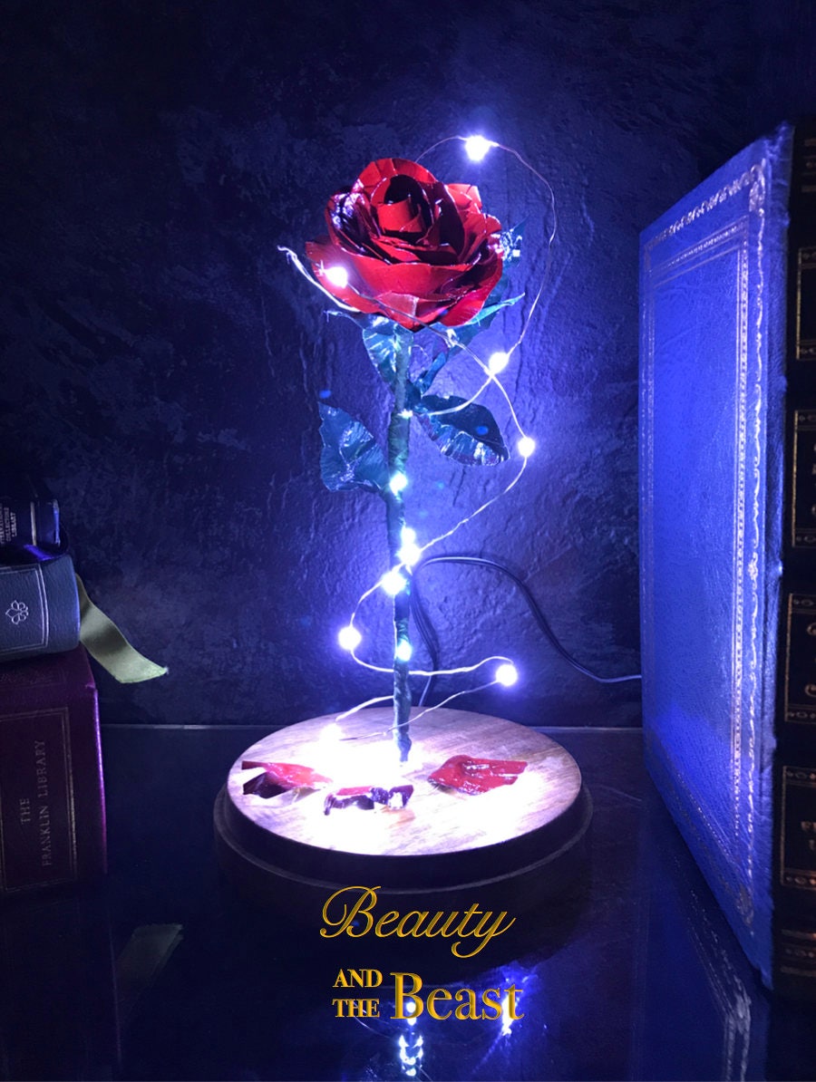 Beauty and the Beast Rose Dome Preserved Rose Metal Rose Etsy