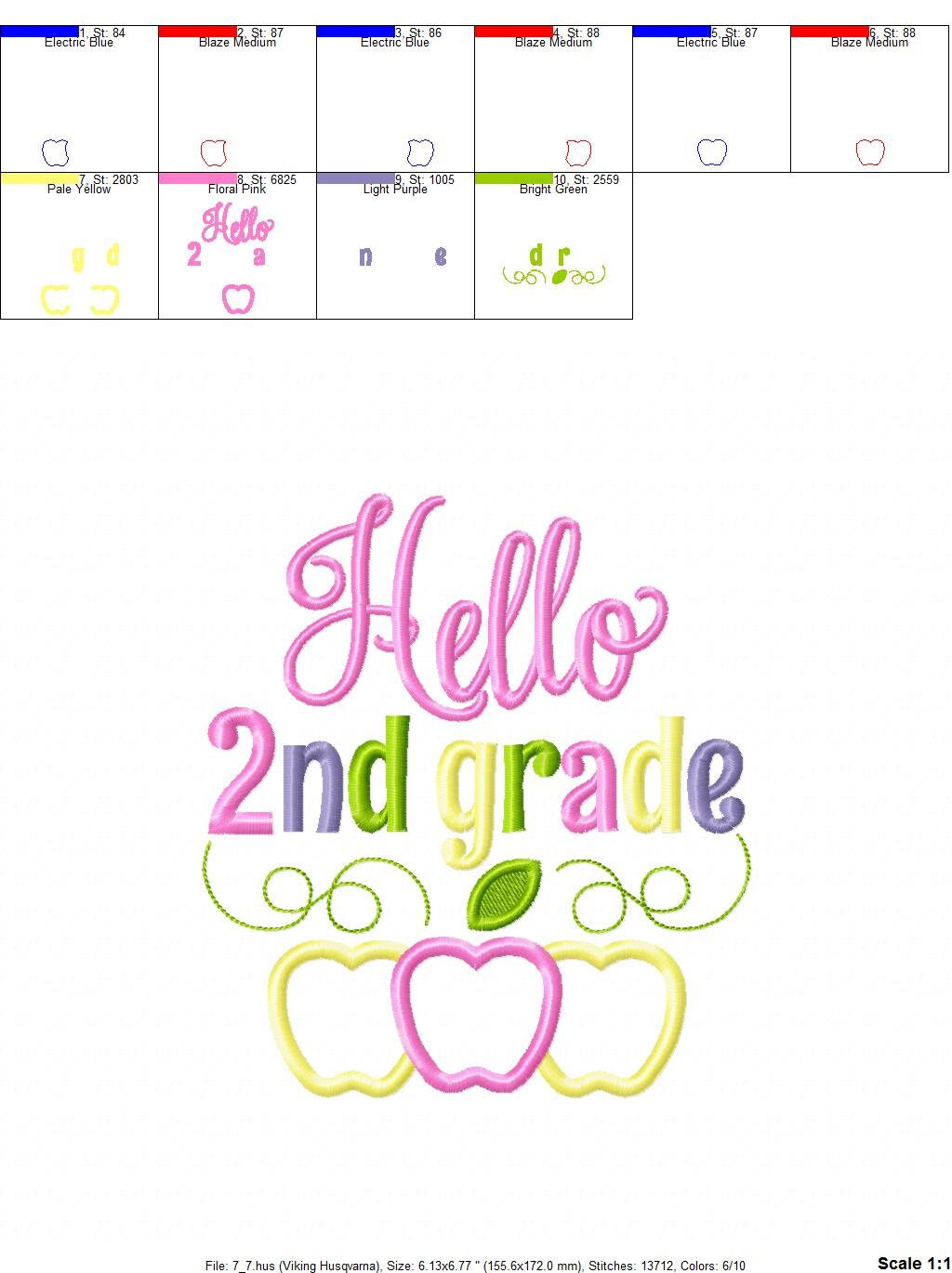 Hello 2nd Grade Back To School Hello Second Grade School Apple | Etsy
