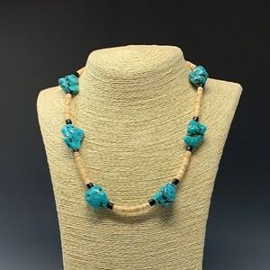 Turquoise Necklace with Light Heishi