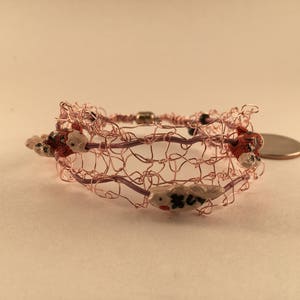 Pink wire bracelet with fish image 4