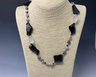 Hypersthene and Quartz Nuggets Necklace
