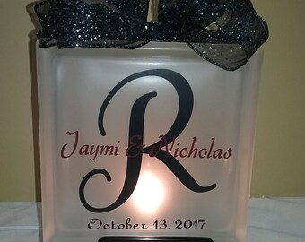 Lighted Monogram Glass Block