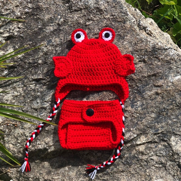 Baby Crab Diaper Cover and Hat Set