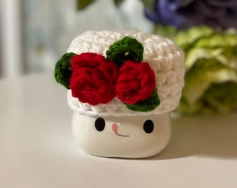 Red Roses Crochet Mug Hat