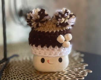 S’mores Hot Chocolate Crochet Marshmallow Mug Hat/ Farmhouse Decor/ Tiered Tray Display