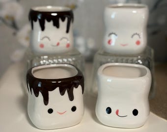 Ceramic Marshmallow Mugs 2.75 inch Square