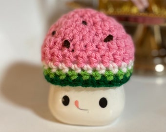 Pink Summertime Watermelon Crochet Mug Hat