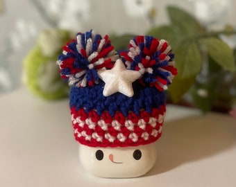White Star Red White And Blue Crochet Mug Hat