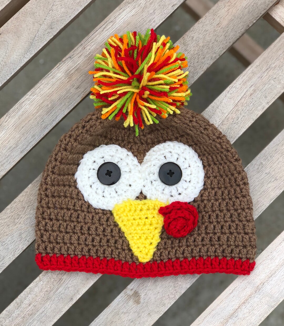 Thanksgiving Turkey Beanie - Funny Knitted Slouchy Hat For Adults, Chemo Headwear, One Size