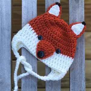 Baby Woodland Critter Fox Crochet Earflap Unisex Hat