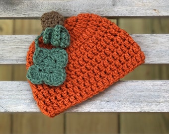 Baby Seasonal Fall Little Orange Pumpkin Beanie Style Hat Photo Prop/ Costume Hat