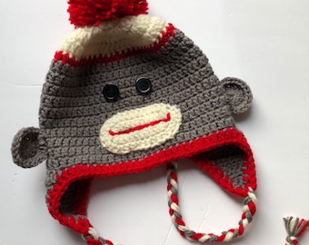 Chaussette Grise Adulte Singe Earflap Chapeau