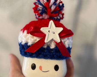 Striped Patriotic Crochet Mug Hat