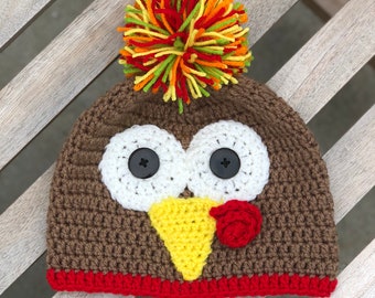 Children's Silly Turkey Thanksgiving Beanie Style Hat