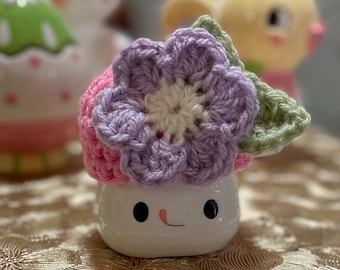 Spring Lavender Flower Crochet Mug Hat