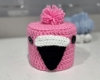 Crochet Spare Roll Toilet Paper Pink Flamingo Cover