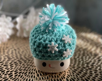 Christmas Blue Marshmallow Mug Snowflake Hat