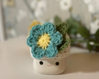 Spring Blue Flower Crochet Mug Hat