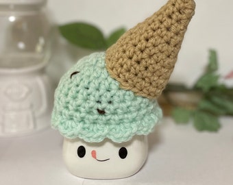 Mint Chocolate Chip Dropped Ice Cream Cone Crochet Mug Hat