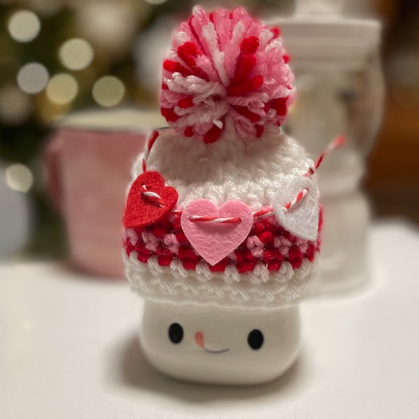 Valentines Day Felt Heart Banner Crochet Mug Hat