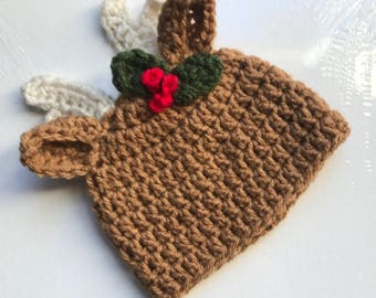 Preemie Baby Christmas Reindeer Beanie Style Hat