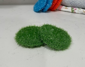 Set of 2 Reusable Kitchen/ Polyester  Double Thickness 4 inch Scrubby Scrubbers / Pan / Dish Scrubby Sponge