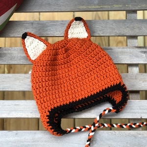 Youth/Kids/Children&#39;s Unisex Fox Crochet Earflap Hat