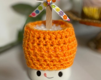 Orange Creamsicle Crochet Mug Hat