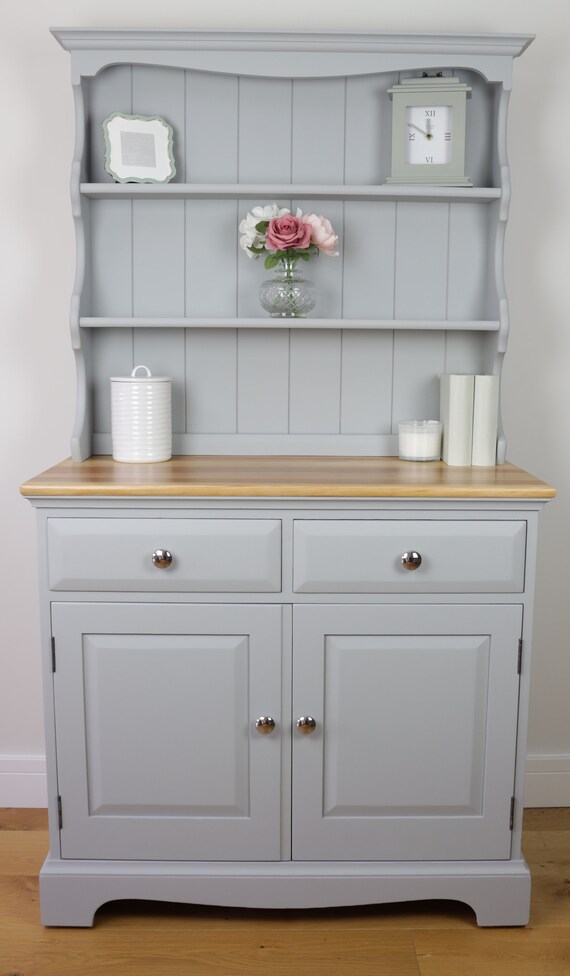 Sold Light Grey Vintage Welsh Dresser Country Farmhouse Etsy