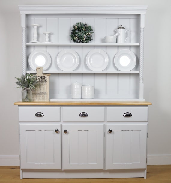 Sold Large Vintage Light Grey Welsh Dresser County Etsy