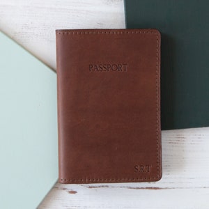 Personalised British Handmade Leather Passport Cover
