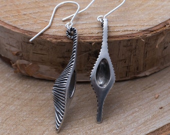 Pod Earrings (Sterling Silver Nature Fantasy Long Dangle Earrings)