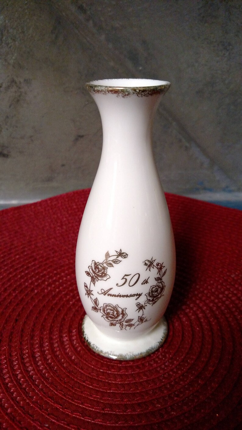 Gold Trimmed 50th Anniversary Vase Etsy