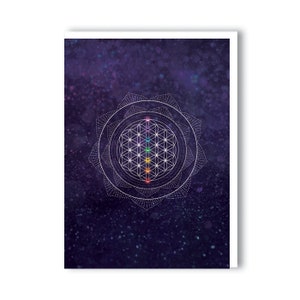 Sacred geometry - chakra art - energy field- meditation - lotus flower - flower of life - greeting card