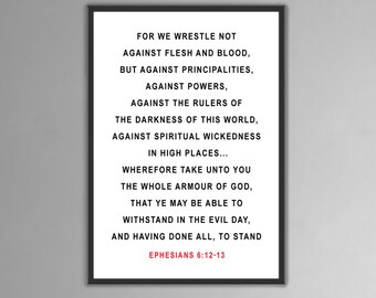 Bible verse - Ephesians  - Bible quote - armour of god - typography - art print