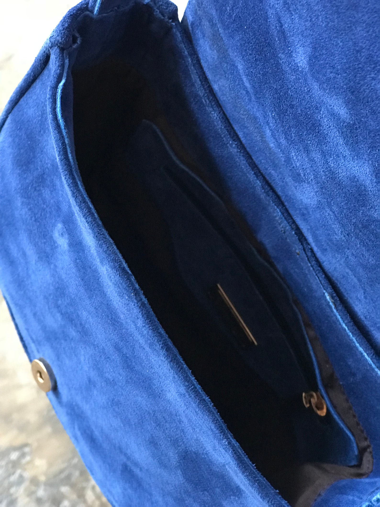 Suede Leather Messenger Bag, Blue Leather Bag, Gift for Her, Handmade