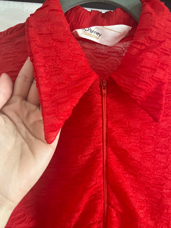 70s Sheer Dagger Collar Blouse Gem