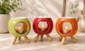 Colorful Ceramic Oil Burner with Wooden Feet | Modern Wax Warmer | Tealight Oil Burner  | Home Fragrance Decor | Colourful Minimalist Gift