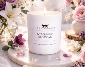 Mysterious Blossoms Soy Candle – Jasmine, Peony, Ylang Ylang Floral Home Fragrance