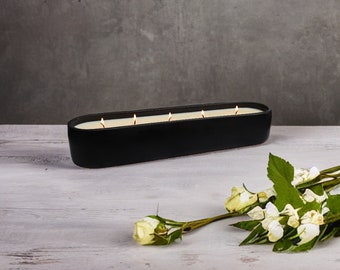 Large 6-Wick Soy Wax Candle: Handpoured Scented Ceramic Baguette